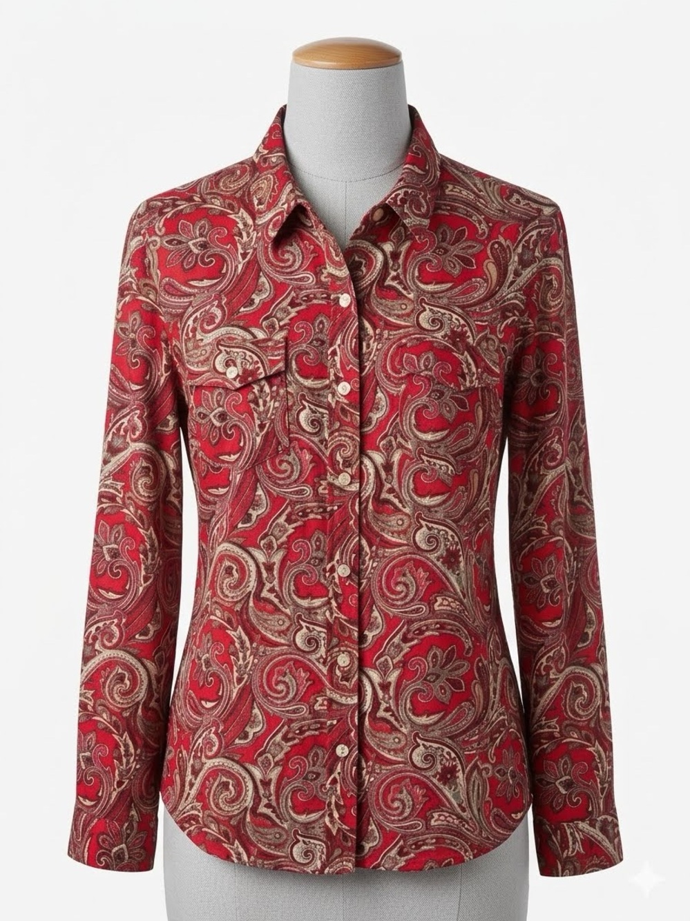 Jones New York Red Paisley Button-Down Shirt, Size PL